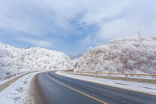 陕西,秦岭,公路,雪景