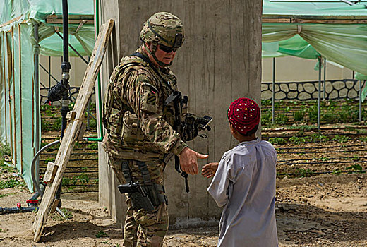 士兵,阿富汗,孩子
