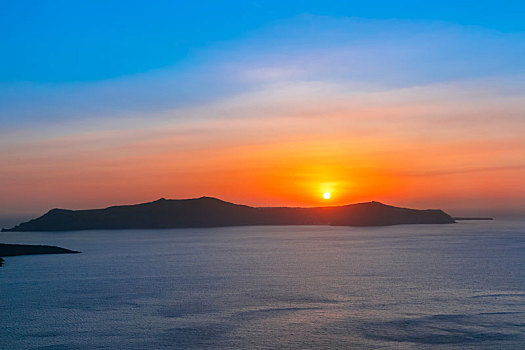 日落,锡拉岛,希腊
