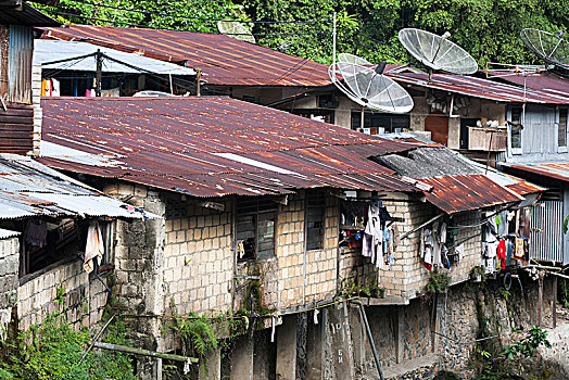 贫民窟,靠近,河,新几内亚,印度尼西亚