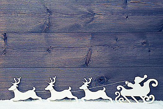 白色,旧式,圣诞老人,雪撬,驯鹿,雪,留白