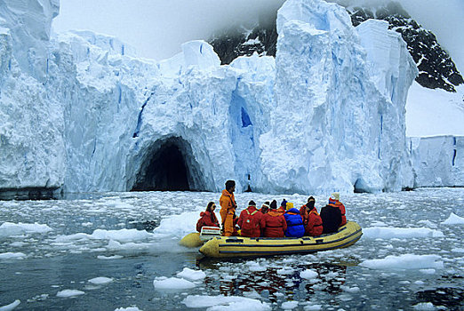 南极,游客,橡胶,船,探索,冰山,天堂湾