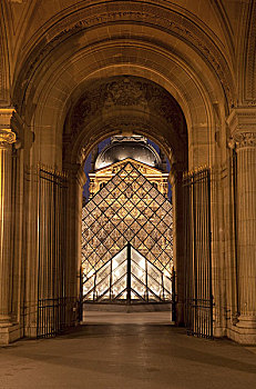 卢浮宫,玻璃金字塔,入口,巴黎,法国,欧洲