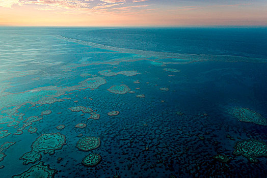 大堡礁,昆士兰,澳大利亚,航拍,日落