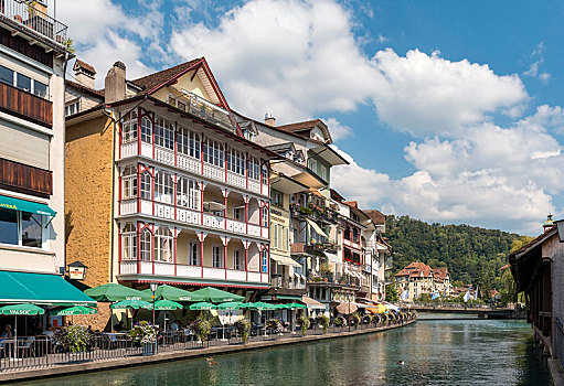 房子,河,瑞士,欧洲