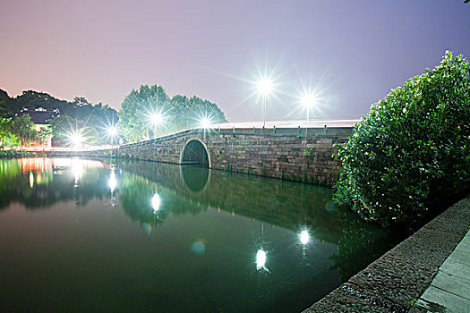 杭州,西湖,西泠桥,夜景