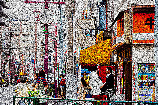 日本东京上野,古老的日本建筑,及宁静优雅的街景