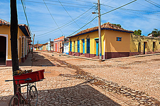 彩色,建筑,街景,特立尼达,古巴,西印度群岛,加勒比
