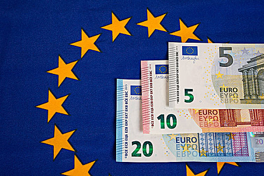 钞票,新,欧元,欧洲国旗