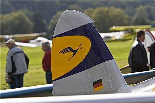 老,汉莎航空公司,标识,大,旧式,飞机,会面,巴登符腾堡,德国