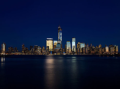 天际线,曼哈顿,风景,泽西城,纽约,美国
