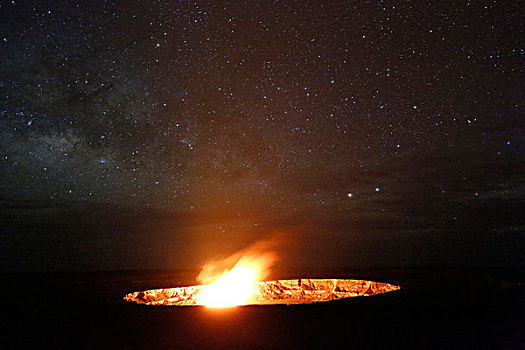 星空,夜晚,发光,火山口,基拉韦厄火山,火山国家公园,夏威夷,美国