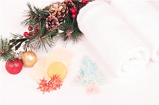 圣诞节,水疗,树,形状,浴盐,肥皂,特写