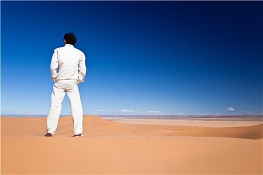站立,男人,荒漠沙丘