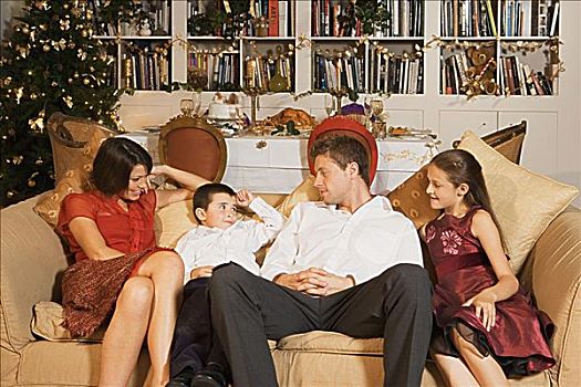 家庭,沙发,圣诞节