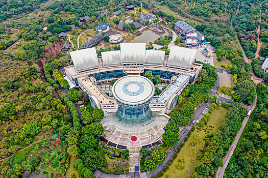 航拍南宁广西民族博物馆广西民族村