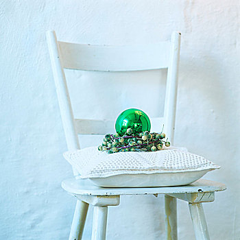 白色,椅子,垫子,圣诞装饰