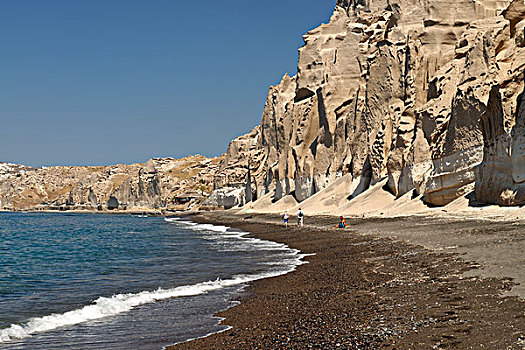 海滩,浮岩,峻岸,圣托里尼岛,爱琴海,基克拉迪群岛,爱琴海岛屿,希腊