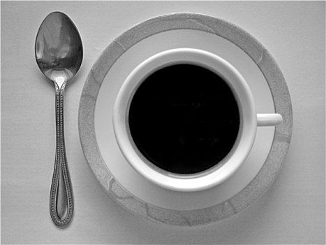 黑白,咖啡杯