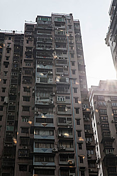 低角度查看,公寓大楼,澳门,中国