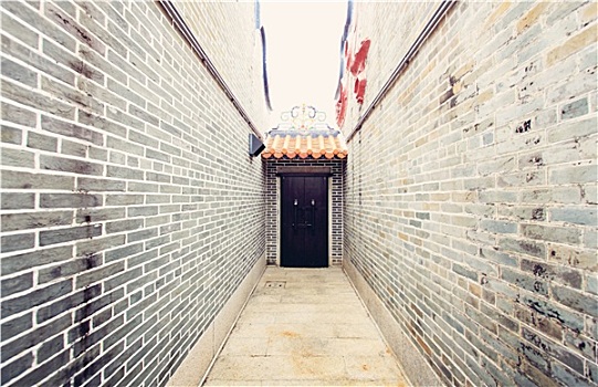 传统,中式建筑,长,走廊