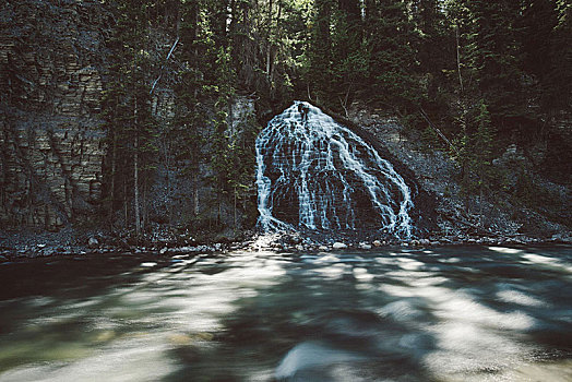 瀑布,峡谷,碧玉国家公园,加拿大