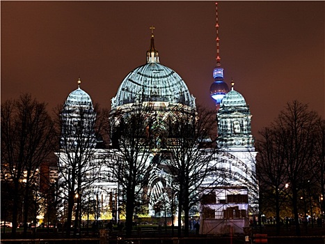 柏林大教堂,节日,光亮,柏林
