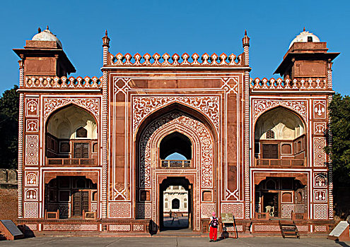 入口,建筑,墓地,阿格拉,北方邦,印度,亚洲
