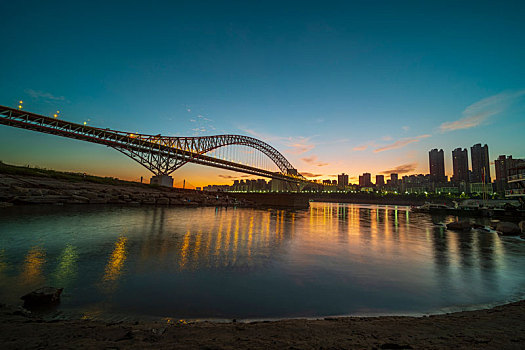 重庆朝天门大桥日出夜景