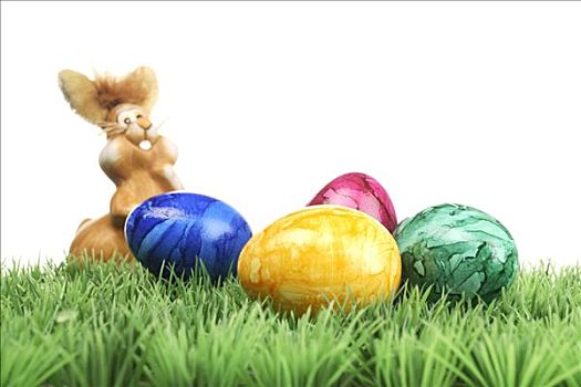 复活节彩蛋,兔子,小雕像,草地