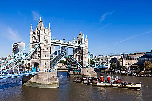 英格兰,伦敦,桨轮船,塔桥
