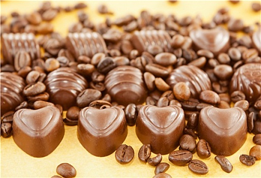 心形,巧克力糖,咖啡豆