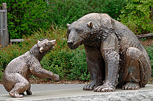 铜像,北极熊,纽伦堡,动物园,中弗兰肯,德国,巴伐利亚,欧洲