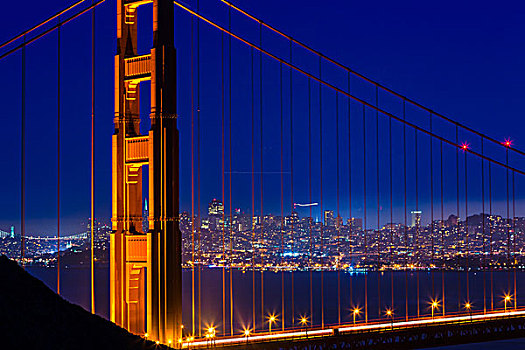金门大桥,旧金山,日落,线缆,加利福尼亚