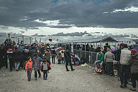 难民,露营,希腊人,马其顿,边界,中马其顿,希腊,欧洲