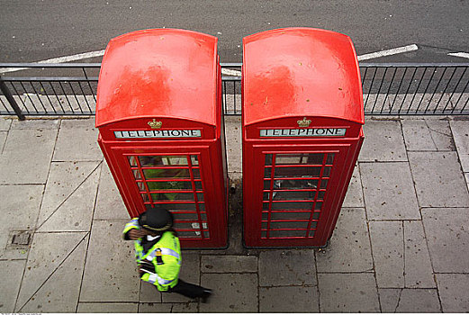 警察,电话亭,伦敦,英格兰