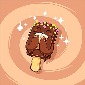 高兴,卡通,巧克力冰淇淋