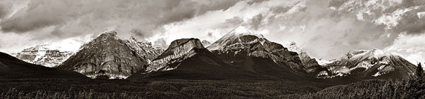 风景,全景,班芙国家公园,加拿大,雪山