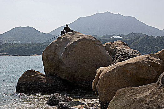 石头,海岸,蒙河,泰国,乡村,九龙,香港