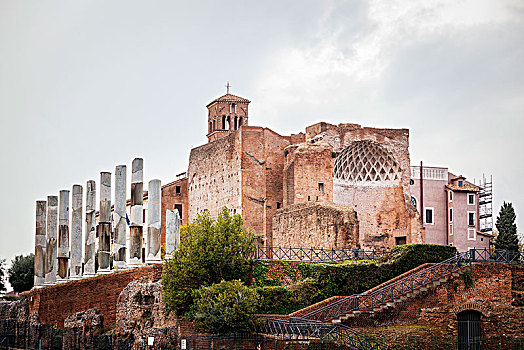 教堂建筑,排,柱子,罗马,意大利