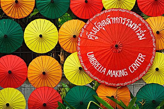 标识,伞,制作,中心,清迈,泰国