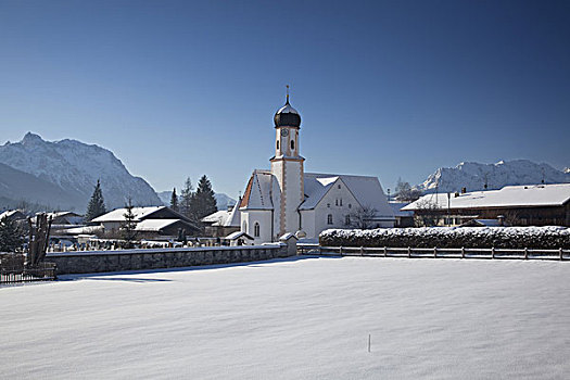 教区教堂,山脉,巴伐利亚,德国