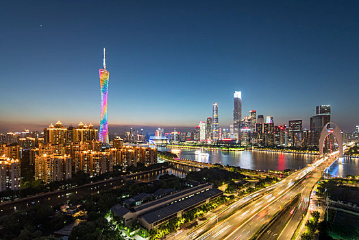广州塔猎德桥与珠江新城cbd夜景