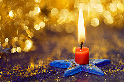 圣诞装饰,燃烧,红色,蜡烛