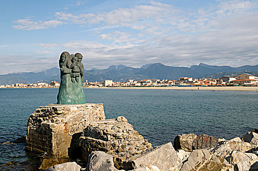 雕塑,港口,维亚雷娇,里维埃拉,托斯卡纳,意大利,欧洲