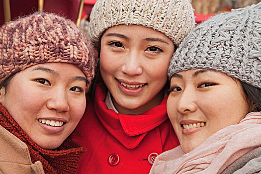头像,三个,朋友,户外,冬天,北京