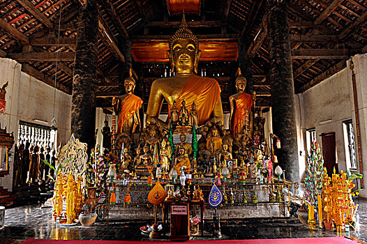 佛像,桶,庙宇,琅勃拉邦,老挝,东南亚,亚洲