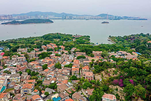 航拍福建厦门鼓浪屿风景名胜区风光