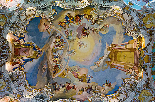世界遗产,壁画,教堂,巴伐利亚