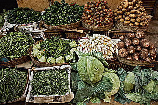 蔬菜,出售,街道,集市,路克索神庙,埃及